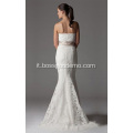 Trumpet Mermaid Strapless Chapel treno in pizzo abito da sposa in pizzo